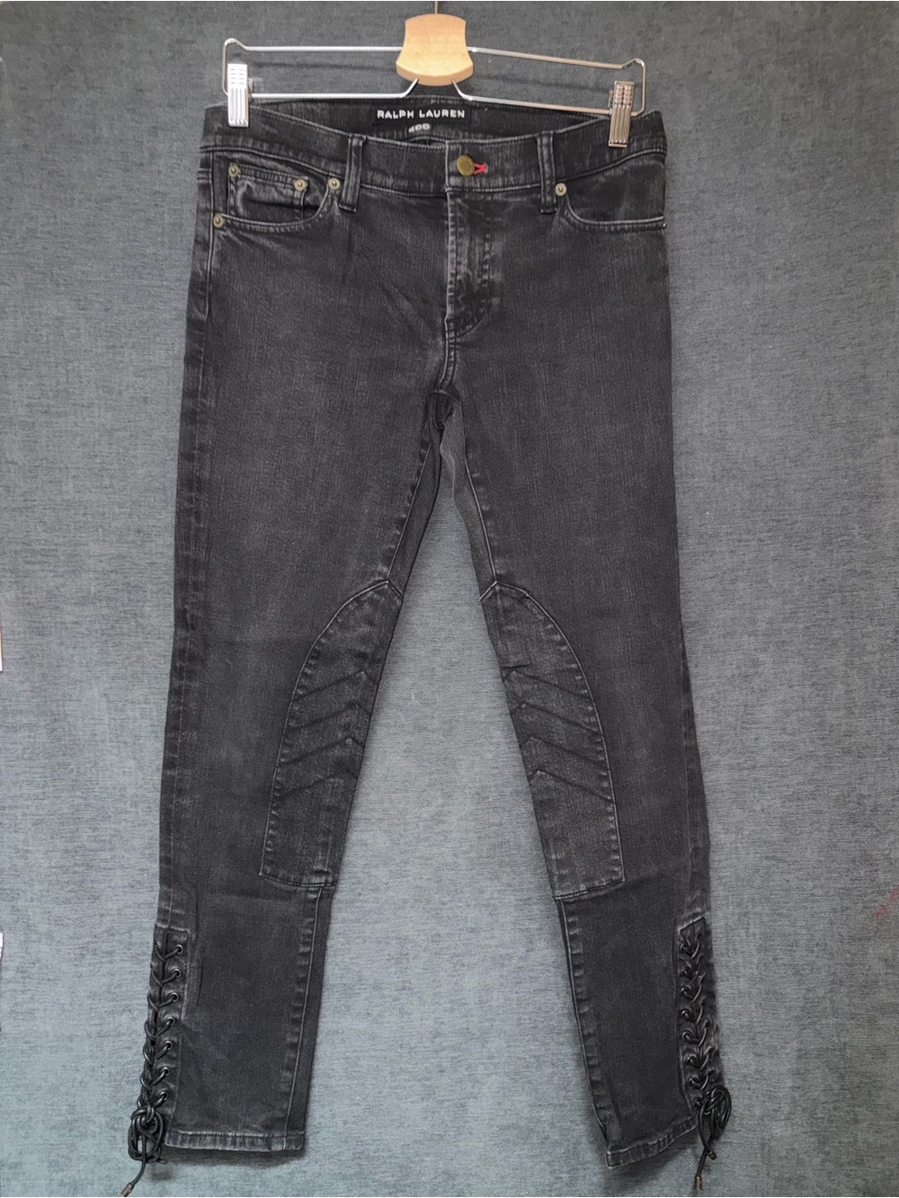 Ralph Lauren Black Skinny Jeans with Lace-Up Ankles